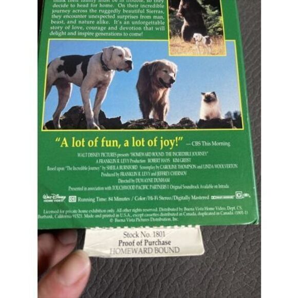 Homeward Bound: The Incredible Journey (VHS, 1993) Family Kid Movie - Picture 2 of 7